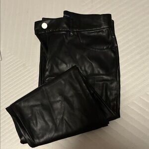 French Connection Black Leather Straight Leg Pants